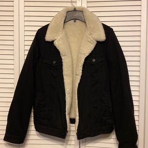 ASOS Black Jacket with Cream Sherpa Lining
